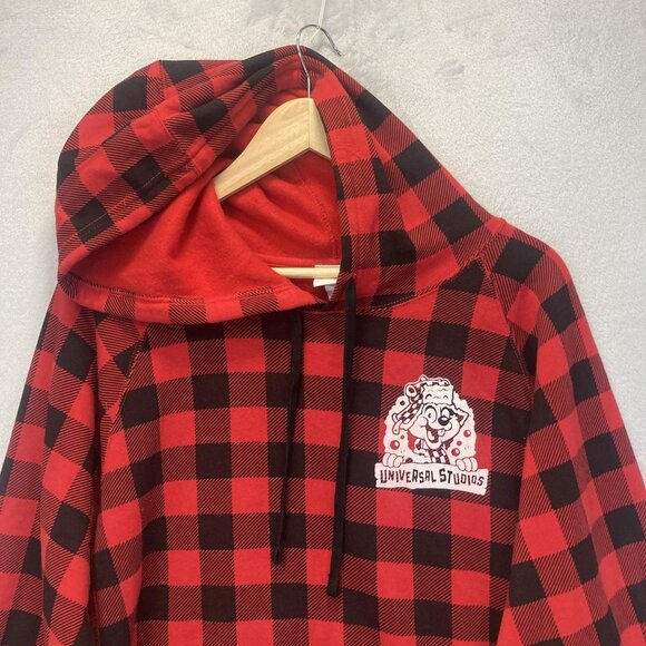 Universal Studios Buffalo Plaid Hoodie Adult XL Christmas Beaver Sweatshirt - Picture 2 of 8